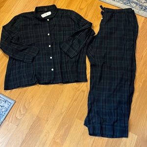 Jcrew flannel long sleeve pajama set black watch plaid tartan size XXL NWT